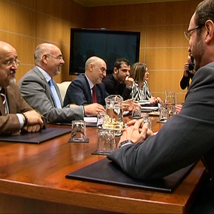 Txarli Prieto, Jos Antonio Pastor, Rodolfo Ares, Oscar Rodrguez y Cristina Gonzlez en un momento de la reunin