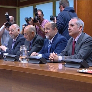 Jos Antonio Pastor, Rodolfo Ares, Iaki Arriola eta Txarli Prieto bileraren une batean