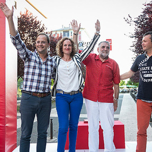 Csar Luena, Cristina Gonzlez, Peio Lpez de Munain y Javier Martnez. [Foto: Socialistas Vascos]