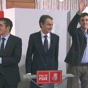 Los tres candidatos del PSE-EE junto a Patxi Lpez y Zapatero