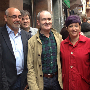 Patxi Lpez, Eider Gardiazabal, Alfonso Garca, Josan Pastor, Iaki Egaa, Rodolfo Ares eta Begoa Gil, Barakaldoko Herriaren Taberna berriz inauguratzeko-ekitaldian