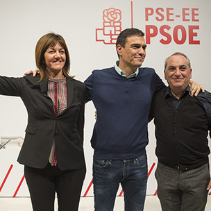 Pedro Snchez, Idoia Mendia e Iaki Arriola en Donostia  [fuente: Socialistas Vascos]