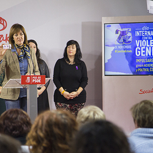 Rueda de prensa de Idoia Mendia con motivo del da internacional contra la violencia de gnero [Foto: Socialistas Vascos]