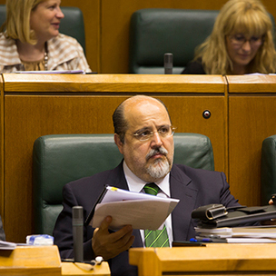 Txarly Prieto durante un Pleno en el Parlamento Vasco