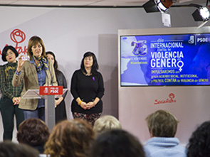 Idoia Mendia, durante la rueda de prensa en el da contra la violencia de gnero [foto:Socialistas Vascos]