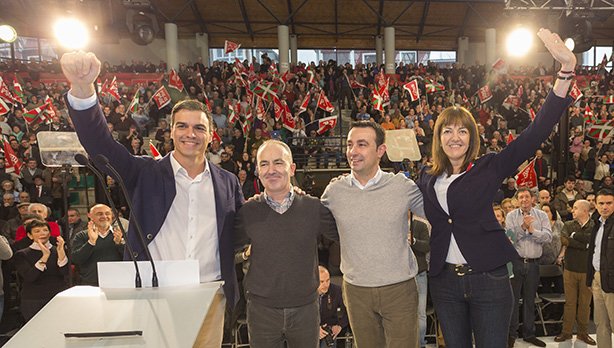 Mitin de Pedro Snchez e Idoia Mendia en Barakaldo. [Foto: Socialistas Vascos]