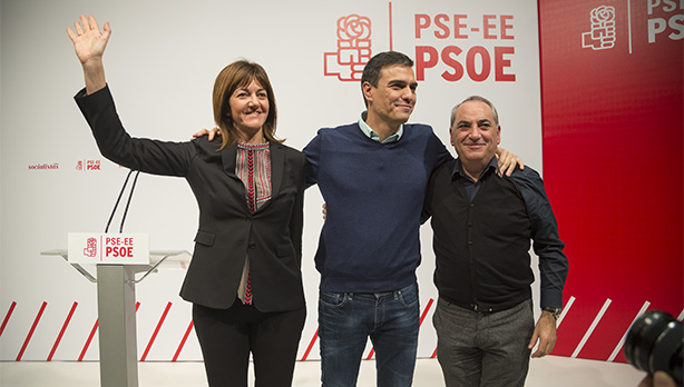 Pedro Snchez, Idoia Mendia e Iaki Arriola en Donostia  [fuente: Socialistas Vascos]