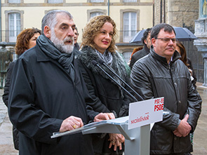 Peio Lpez de Munain y Cristina Gonzlez en el acto de presentacin del Manifiesto sobre el futuro de los servicios sociales. [Foto: Socialistas Vascos]