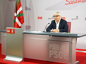 Vicente Reyes durante la rueda de prensa que ha ofrecido esta maana en la sede del PSE-EE en Bilbao. [Foto: Socialistas Vascos]